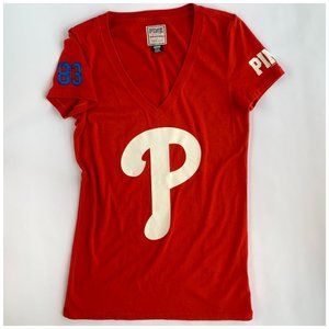 VS Pink Philadelphia Philles V Neck Tee